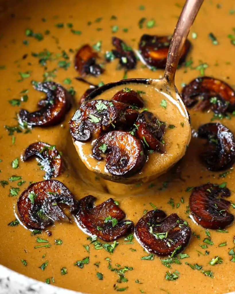 Creamy Mushroom Soup with Balsamic Vinegar and Fresh Herbs Recipe