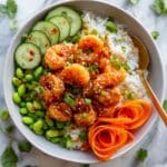 Sticky Garlic Sesame Shrimp Bowls Recipe