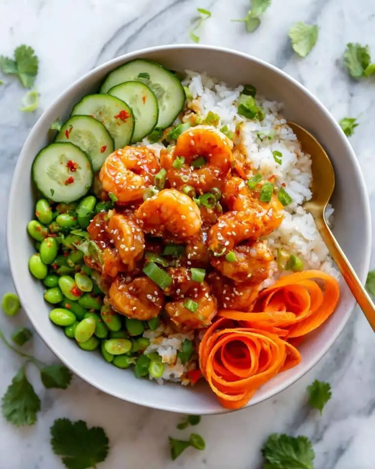Sticky Garlic Sesame Shrimp Bowls Recipe
