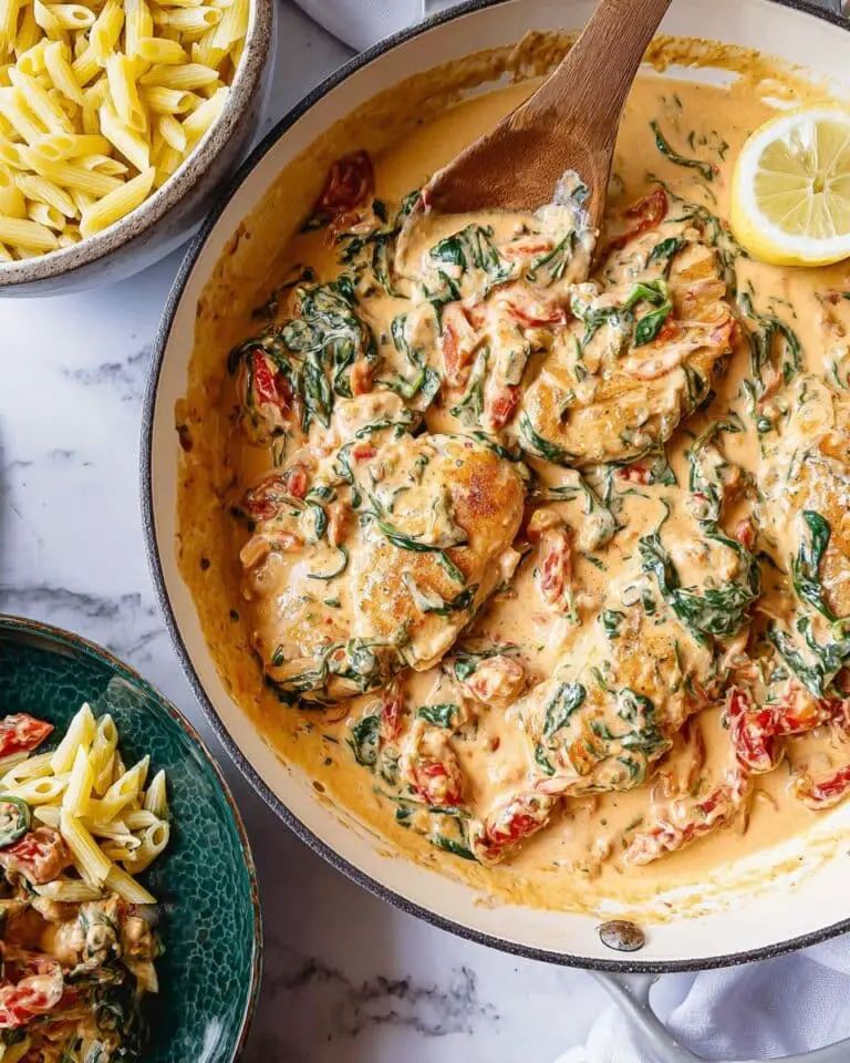 Tuscan Chicken with Sun-Dried Tomatoes, Spinach, and Parmesan Recipe