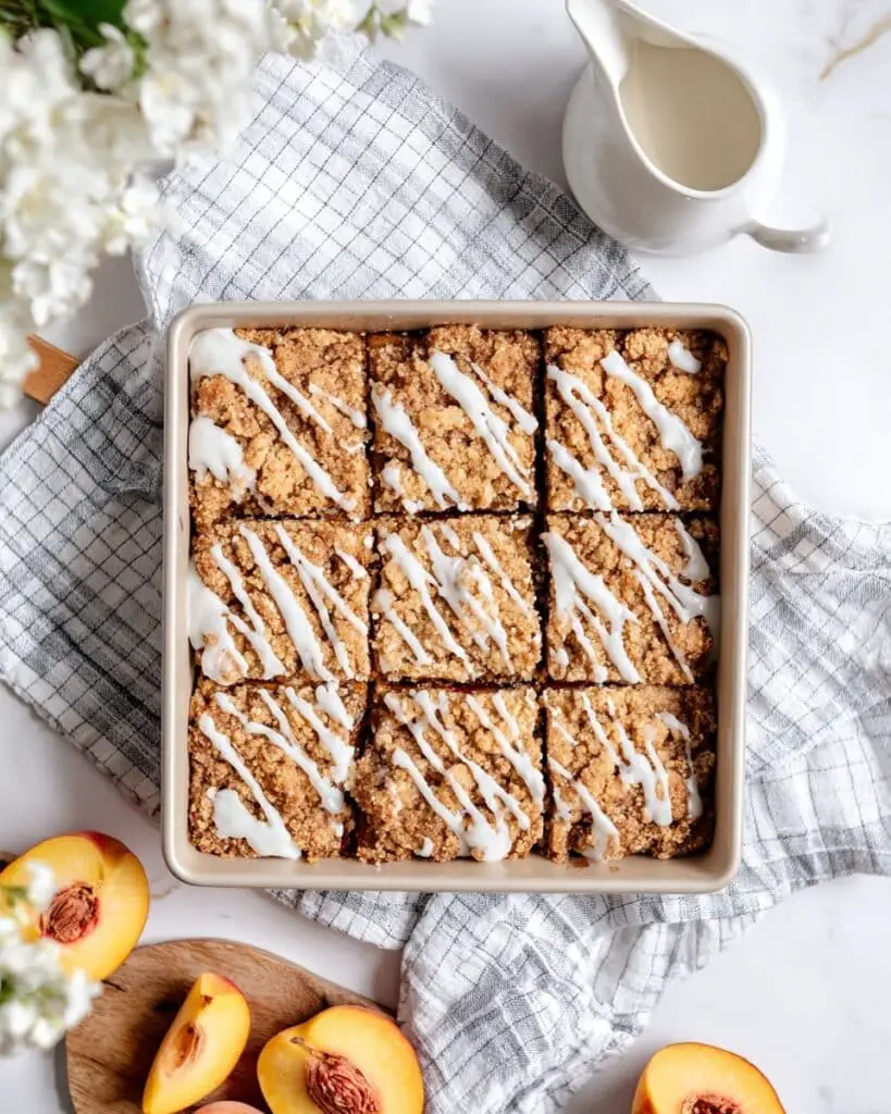 Peach Coffee Cake with Streusel and Glaze Recipe