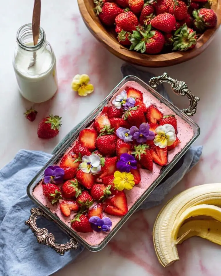 Strawberry Banana Loaf Cake with Strawberry Frosting Recipe