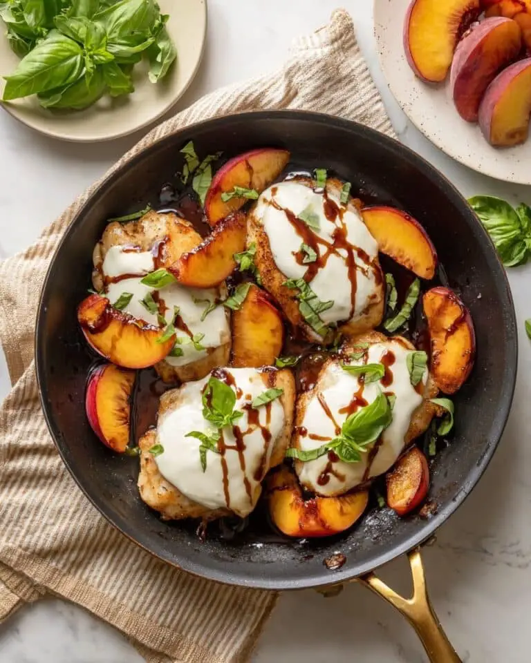 Peach Mozzarella Chicken Skillet Recipe