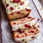 Cranberry Banana Bread with White Chocolate Glaze and Pistachios Recipe