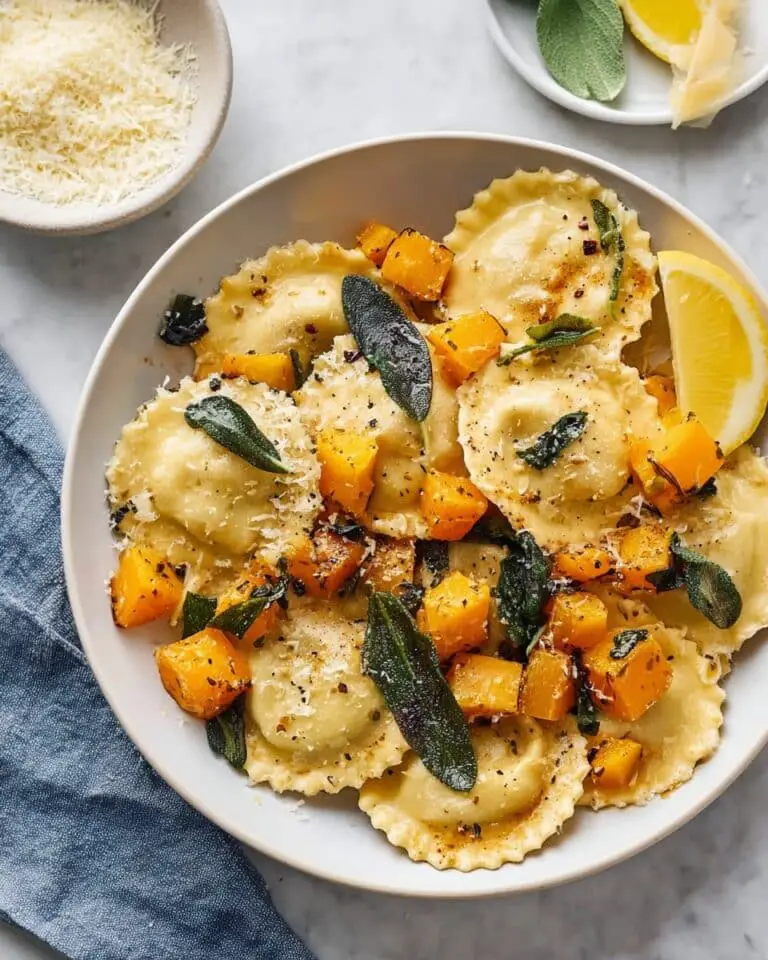 Brown Butter Sage Ravioli with Roasted Butternut Squash Recipe