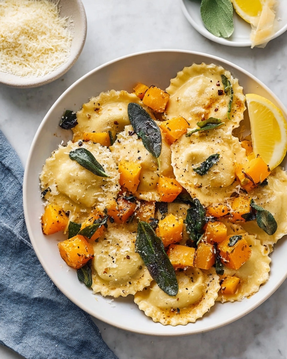 Brown Butter Sage Ravioli with Roasted Butternut Squash Recipe