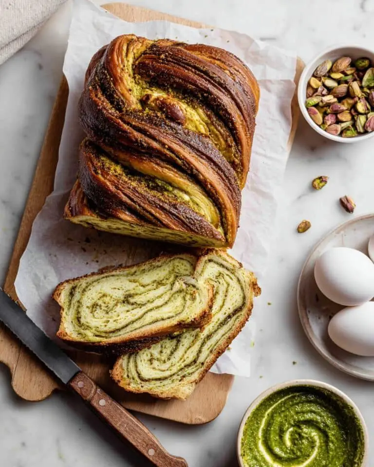 Pistachio Babka with Almond and Green Food Coloring Recipe