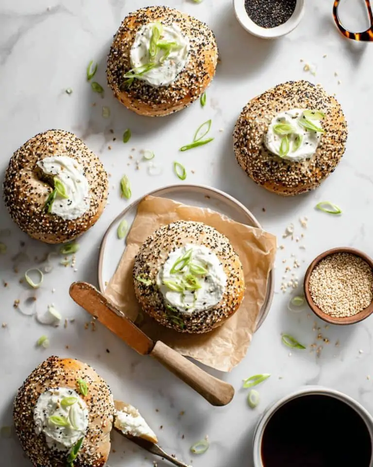Bialy Bagels with Everything Seasoning and Whipped Cream Cheese Recipe