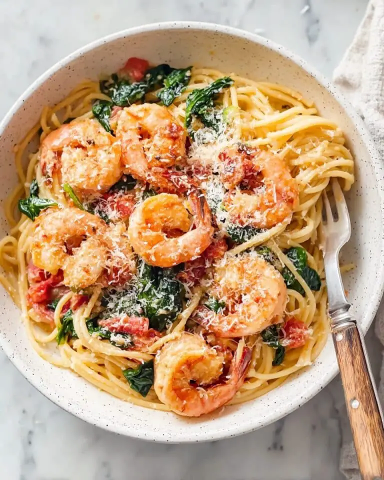 Tomato Spinach Shrimp Pasta Recipe