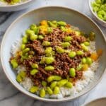 Ground Beef and Edamame Bowl with Soy-Ginger Sauce Recipe