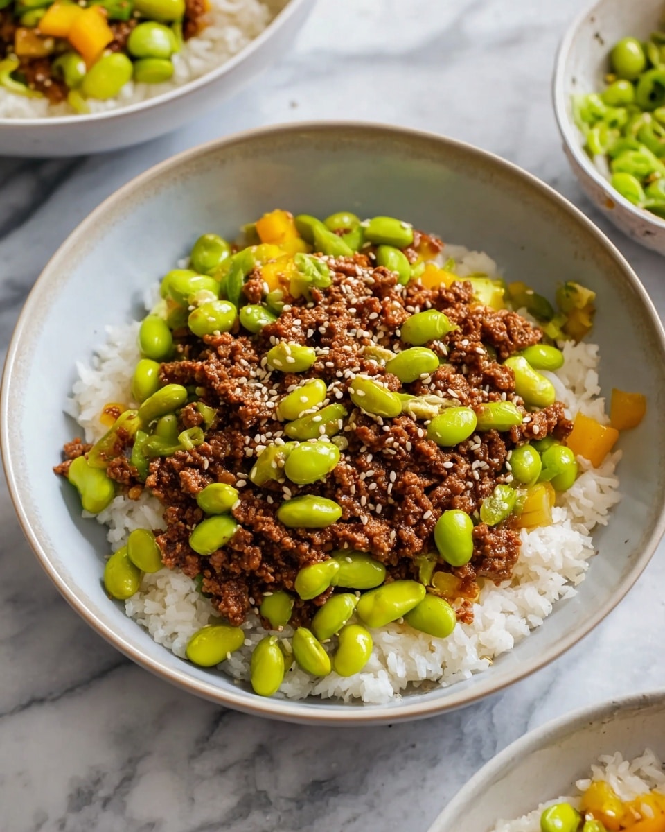 Ground Beef and Edamame Bowl with Soy-Ginger Sauce Recipe